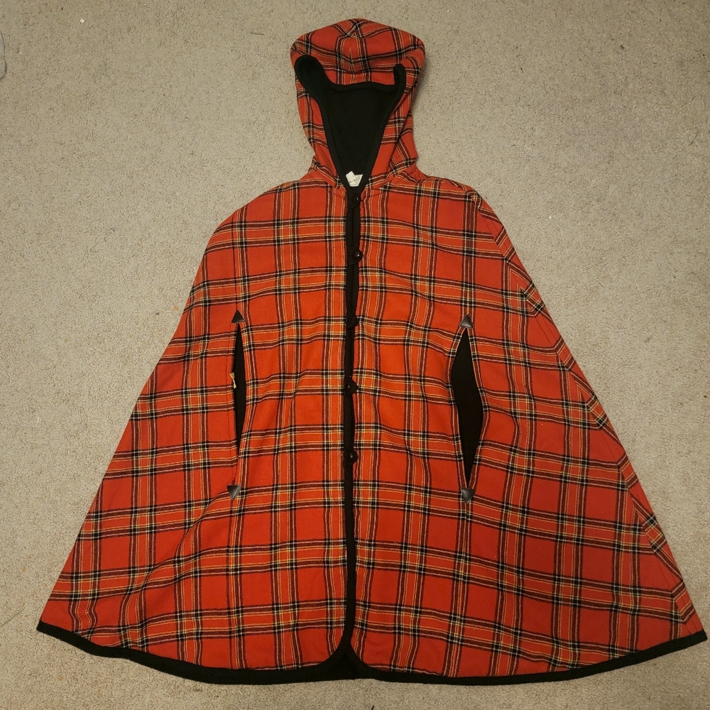 Vtg pendleton wool cape hooded Plaid sz 11-12